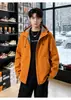Jaqueta com capuz quente e moderna estilo americano com textura de waffle para esportes ao ar livre outono/inverno, moda para homens e mulheres