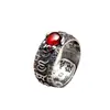 Anillo Corazón Sutra Sapo Dorado Vintage para Hombre Anillo Abierto Personalizado de Moda Estilo Étnico Anillo de Sapo de Granate para Hombre
