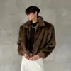 2024 Nuevo Abrigo de Invierno Cálido Resistente al Frío para Hombre con Cuello de Zorro Sintético Grueso Tendencia