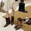 Primer encuentro con las botinetas cuadradas de hebilla estilo retro coreano para mujer, nueva colección otoño e invierno, adelgazantes y elásticas, botines cortos