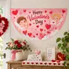 Bandera de Abanico de Medio Círculo Popular Transfronteriza para el Día de San Valentín, Tela Romántica de Corazón de Amor para Colgar en la Pared, Decoración para Fiestas Festivas, Fondo para Fotos