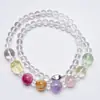 Pulsera de Cristal Blanco Natural Yanyu Jiangnan para Mujer, Versátil Fluorita Verde, Cristal de Limón, Flor de Resina Amarilla Collar al por Mayor
