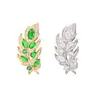 Broche de pena de folha fresco e elegante, cravejado com zircônia, corsage brilhante, anti-exposição, para o dia a dia, acessório versátil, dropshipping