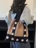 Bolsa de Punto Perezoso Estilo Coreano Transfronteriza, Bolsa Floral Estilo Mori, Bolsa Tejida Versátil Suave y Dulce, Bolsa de Gran Capacidad para Viajar