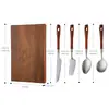Cuchillo y Tenedor para Bistec de Palisandro con Forma de Cintura Pequeña de Acero Inoxidable 304, Juego de Cubiertos para Postre de Estilo Occidental (Cuchillo, Tenedor y Cuchara) Caja de Regalo al por Mayor