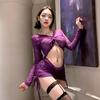Lencería sexy nítida de noche malla sexy perspectiva falda de cadera libre red de deseo puro estilo influencer tentación pasión 7114
