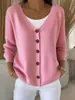 Cárdigan de punto nuevo estilo europeo y americano transfronterizo para otoño/invierno, abrigo suéter casual y moderno de color liso para mujer
