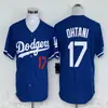 Uniforme de Baseball da MLB Los Angeles Dodgers Dodgers Ohtani 17 # Ohtani Shohei Jersey de Baseball Bordado