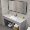 Conjunto de mueble de baño de pie de mármol simple con lavabo inteligente y lavabo integrado