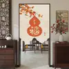 Cortina de Porta Estilo Chinês Fortuna e Prosperidade Formato Irregular Cortina de Divisória para Sala Quarto Banheiro Cozinha Cortina Bloqueadora Cortina de Pendurar Sem Furo Meia Cortina