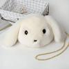 Bolso de Orejas de Conejo Lindo de Felpa de Moda para Mujer, Bolso de Hombro Cruzado con Cadena, Bolso de Conejo con Cabeza Grande