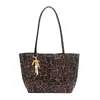 Bolso de Mano con Textura de Terciopelo Transfronterizo Madre e Hijo Gran Capacidad Estampado de Leopardo Retro Bolso de Hombro Bolso Tote de Moda para Mujer para el Trabajo
