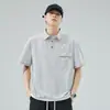 Camisa Polo de Seda Helada de Verano Manga Corta para Hombre Delgada Camisa de Trabajo para Hombre Falsa de Dos Piezas Holgada Talla Grande Top de Moda para Hombre