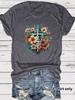 Estación Independiente Transfronteriza Verano Europa y América fe Cruz Flor Crewneck Suéter Manga Corta ebay Camiseta para Mujer