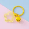 DIY Boneco Artesanal em Forma de Feijão Pingente Acessórios Estrela de Cinco Pontas Colorida Transparente Sino Argola de Livro Chaveiro