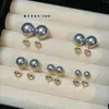 Pendientes Familia S 999 Plata de Ley Aurora Cáñamo Real Gris Plateado Perla Negra Tahitiana Pendientes de Alta Gama para Mujer Pendientes