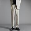 Pantalones Casuales de Pierna Recta para Hombre, Pantalones de Seda de Hielo para Hombre, Pantalones de Traje de Negocios para Primavera y Otoño, Color Puro, Estilo Ligero y Maduro, Pantalones Formales Versátiles