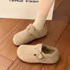 Venta Caliente Birkenstocks Grises para Mujer Invierno Más Terciopelo Nuevo Sin Cordones Fieltro Interior Aumento de Altura Retro Birkenstock Zapatos de Algodón