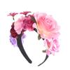 Nuevo Producto Transfronterizo Estilo Étnico Horquilla Diadema Europeo y Americano Novia Vacaciones Foto Accesorios para el Cabello Diadema de Flor de Rosa Simulada para Mujer