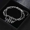 Pulsera de Cadena Doble de Aleación Simple Transfronteriza Europea y Americana en Stock Pulsera para Pareja Día de la Madre Joyería de Moda para Mujer