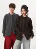 Cárdigan casual abotonado de bloques de color para hombre y mujer, suéter de punto Melard retro de moda para invierno, abrigo holgado para pareja