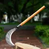 Hoz Martillada de Acero al Manganeso para Cortar Tallos de Maíz, Hierba y Ramas; Machete de Doble Propósito para Deshierbar y Limpiar Caminos