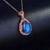 Zhenrong ebay AliExpress Gota de Agua Forma de Pera Ópalo Colgante Lujo Europeo y Americano Azul Perla Oro Rosa Collar Mujer