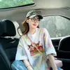 Camiseta de Manga Corta Tie-Dye Graffiti Colorida para Mujer 2026 Nuevo Verano Dibujos Animados Retro Reductora de Edad Camiseta Básica Top de Marca de Moda