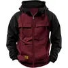 Sudadera con capucha de color liso para hombre, nueva de primavera y otoño, transfronteriza, deportiva para jóvenes europeos y americanos, sudadera de cuero con múltiples bolsillos, ropa de trabajo