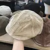 Gorra Retro de Pana Japonesa para Mujer, Gorra de Pico Versátil para Adelgazar la Cara de Otoño e Invierno, Gorra de Painter Impermeable y Cálida para Exteriores