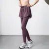 Nuevos Pantalones de Yoga para Mujer Cintura Alta Falso Dos Piezas Pantalones de Fitness Abdominal Secado Rápido Ropa Exterior Ajustados Pantalones de Correr Transfronterizo