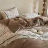 Estilo Hepburn Francês Linha A 100% Algodão 21s Escovado de Alta Qualidade Conjunto de Roupa de Cama de Quatro Peças Estampa Floral Retrô Renda de Algodão Puro Estilo Roupa de Cama