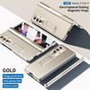 Funda para Teléfono Móvil Samsung Zfold4 Fold4 Bisagra Magnética Cubierta Protectora Plegable Película Protectora para Lente Galvanizada Funda de Cuero