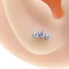 Brincos de Liga de Titânio F136 com Zircônia Tripla Redonda 5A Zircônia Studs de Orelha, Studs de Cartilagem da Orelha, Joias para Piercing Corporal