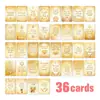 Set de Tarjetas de Felicitación Clásicas Dorado Cálido, 36 Tarjetas Únicas de Oración y Bendición, Materiales para Diario, Postales Decorativas
