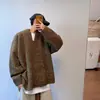 Suéter de Punto Holgado Nuevo Estilo Perezoso con Cuello en V para Hombre, Abrigo Casual Holgado Retro Americano para Otoño e Invierno