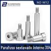 Parafuso Sextavado de Aço Inoxidável 304 com Haste e Ombro Saliente Ombro Saliente Altura Igual Degrau Limitador Parafuso M2M4M6-M1