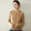 Nuevo suéter con capucha de cachemira para otoño e invierno para mujer, suéter de cachemira de manga larga casual y a la moda con capucha