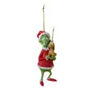 Decoraciones navideñas de monstruo verde 2D transfronterizas nuevas, adornos acrílicos, colgantes de dibujos animados para árbol de Navidad