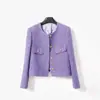 Moda 2025 Roxo de Alta Qualidade Luxo Leve Fragrância Tweed Casaco Curto 25110