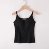 Dropshipping Primavera y Verano Nuevo Estilo Camisola de Base de Costilla Fina con Copas Integradas Color Sólido Ajuste Delgado Camiseta sin Mangas