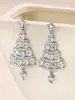 Pendientes de árbol de Navidad con incrustaciones de diamantes, creativos y exagerados, de estilo europeo y americano, personalizados y elegantes, para mujer.