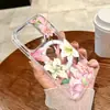 Funda de teléfono estilo Ins con flor de lirio en acuarela fresca para iPhone 17/16/15PM, cubierta protectora transparente magnética, venta al por mayor