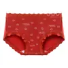 Rojo Año Zodiacal Boda Navidad Regalo Novia Año del Dragón Cintura Media Ajustado a la Cadera Cuidado Femenino Algodón Antibacteriano Entrepierna Panties