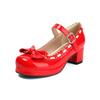 Zapatos Mary Jane de Mujer de una Sola Capa Charol Color Caramelo Punta Redonda Suela Gruesa Tacón Grueso Zapatos de Tacón Alto para Mujer con Lolita