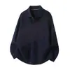 Mu Qiu Ropa de Hombre Polo de Punto con Cremallera a Media Altura y Cuello Solapa de Manga Larga Estilo Old Money Suéter Holgado Texturizado