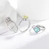 Anillo de Trébol de Cuatro Hojas con Corte Flor de Hielo de Piedra Preciosa de Colores Popular en Tiktok y Xiaohongshu Anillo de Diamante de Alto Carbono Flash Transfronterizo Dropshipping en Vivo