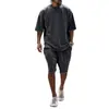 2025 Popular de Exportação Versão Grande Traje Esportivo Casual Solto Camiseta de Manga Curta Shorts Tendência Europeia e Americana Roupas Masculinas