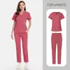 3XL Tamanho Plus Roupas de Trabalho Uniforme de Enfermeira Experimental para Hospital e Clínica Multicor de Alta Qualidade Roupas Laváveis à Mão Gola V Bolso com Aba Calça Uniforme