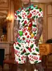 Conjunto de camiseta casual de corte holgado y pantalones cortos con estampado digital 3D temático de Navidad, superventas transfronterizo europeo y americano